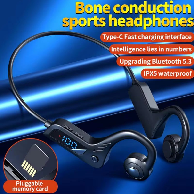 Bone Conduction Wireless Earphones Wireless Conduction Headset Open Ear Headphones Workout Headphones for Sports Workout Cycling