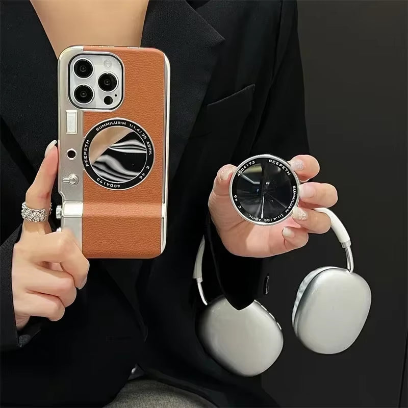 Integrated Mirror Magnetic Suction Camera Photograph Phone Case for  15 14 13 12 11 Pro Max Multifunctional Bluetooth Case