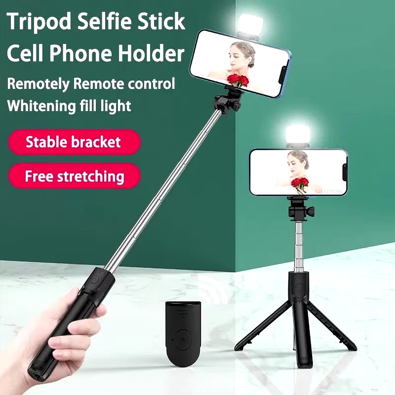 Monopod Remote Shutter Fill Light for Iphone Samsung Xiaomi Phone Holder Mini Tripod Wireless Bluetooth Selfie Stick