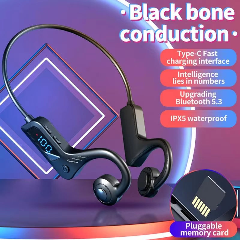 Bone Conduction Wireless Earphones Wireless Conduction Headset Open Ear Headphones Workout Headphones for Sports Workout Cycling